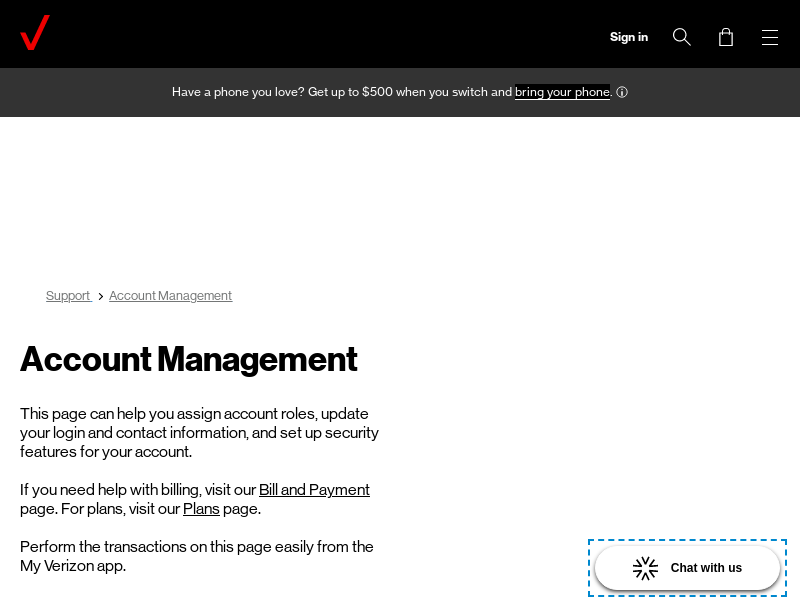 
                            9. Account Management - Verizon