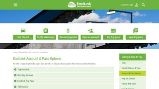 
                            3. Account & Pass Options - EastLink - Etag Portal Vic