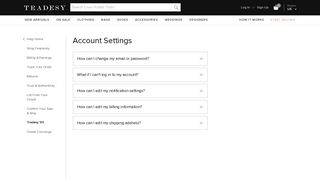 
                            2. Account Settings | Tradesy Help & FAQs - Tradesy Account Portal