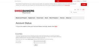 
                            8. Account Status - Customer Portal | Swiss Bankers - Swiss Bankers Travel Cash Card Portal