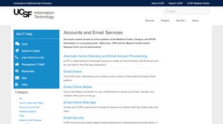 Accounts and Email Services  it.ucsf.edu