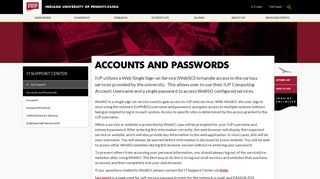 
Accounts and Passwords - Get Support - IT Support Center - IUP
