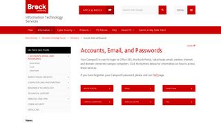 
Accounts, Email, and Passwords - Brock University  
