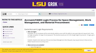 
Accruent/FAMIS Login Process for Space Management, Work ...  
