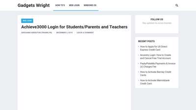 Achieve3000 Login Page for Parents &Teachers - Gadgets Wright