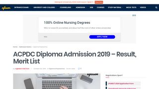 
                            9. ACPDC Diploma Admission 2019 - Result, Merit List ... - Acpdc Portal