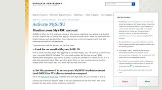 Activate MySJSU | Graduate Admissions | San Jose State University - Sjsu Portal