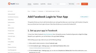 
Add Facebook Login to Your App - Auth0  
