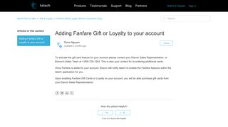 
                            6. Adding Fanfare Gift or Loyalty to your account – talech Point of ... - Fanfare Loyalty Portal