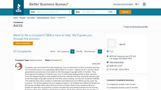 
                            3. Ad.IQ | Complaints | Better Business Bureau® Profile - Adiq Portal