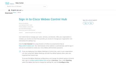 Administration - Sign in to Cisco Webex Control Hub
