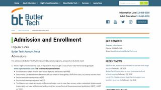 
Admission and Enrollment - Butler Tech  
