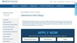 
                            7. Admission to the College | Baptist College of Health Sciences - Bchs Email Portal