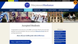
                            5. Admissions: Accepted Students: Marymount Manhattan College - Student Portal Mmc