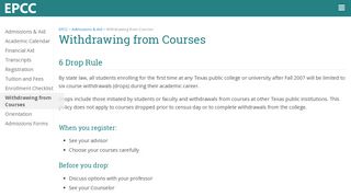 
Admissions & Aid - Withdrawing from Courses - EPCC  
