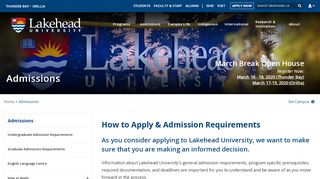 
Admissions | Lakehead University  
