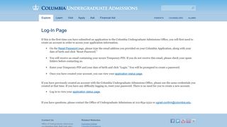 
                            5. Admissions Log-In - Columbia Undergraduate Admissions - Columbia College Student Portal