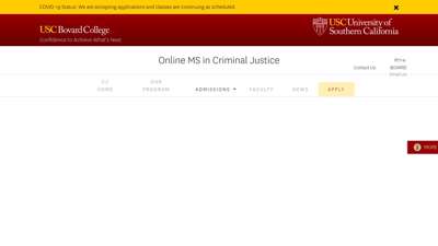 Admissions  MS in Criminal Justice  USC