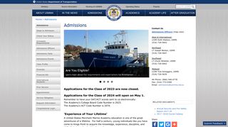 Admissions  U.S. Merchant Marine Academy
