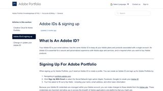 
                            6. Adobe IDs & signing up – Adobe Portfolio Knowledgebase ... - Adobe Portfolio Sign In