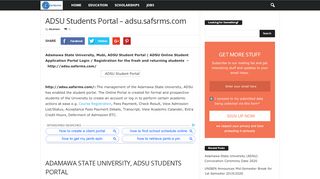 
                            5. ADSU Students Portal - adsu.safsrms.com - Eduinformant - Safsrms Login