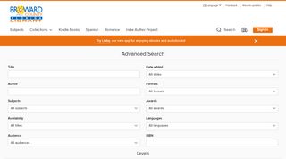 
                            5. Advanced Search - Broward County Library - OverDrive - Broward Library Portal