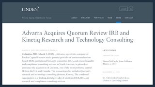 
Advarra Acquires Quorum Review IRB and Kinetiq Research ...  
