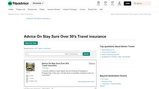 
Advice On Stay Sure Over 50's Travel insurance - Senior Travel ...  
