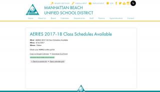 
                            4. AERIES 2017-18 Class Schedules Available | Manhattan Beach ... - Aeries Parent Portal Mbusd