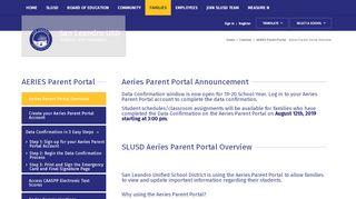 Aeries Parent Portal - San Leandro Unified School District - San Gorgonio Aeries Portal