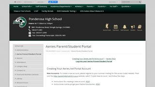 
                            2. Aeries Parent/Student Portal - Ponderosa High School - Aeries Sis Portals Eduhsd