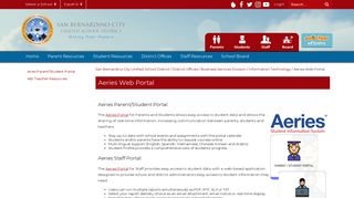 Aeries Web Portal - San Bernardino City Unified School District - San Gorgonio Aeries Portal