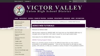 
                            5. AERIES WEB Tutorials - Victor Valley Union High School District - Aeries Portal Vvuhsd