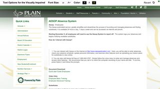 
AESOP Absence System - Plain Local Schools  
