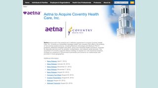 
Aetna to Acquire Coventry Health Care, Inc. -- Aetna
