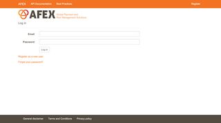 
                            3. AFEX API Log in - Afex Portal