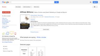 
Affiliate Millions: Make a Fortune using Search Marketing on ...  
