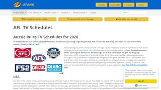 
                            8. AFL TV Schedules | AFANA - Fox Sports Afl Tipping Portal
