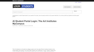 
                            5. AI Student Portal Login: The Art Institutes MyCampus - Art Institute Of Indianapolis Portal