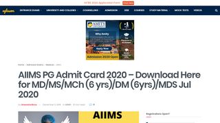 
                            6. AIIMS PG Admit Card 2020 - Download Here for MD/MS/MCh ... - Aiims Mds Portal