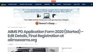 
                            7. AIIMS PG Application Form 2020 (Started) – Register at ... - Aiims Mds Portal