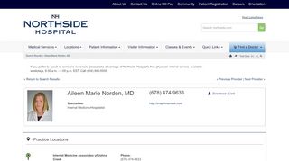 
                            5. Aileen Marie Norden, MD - Northside Hospital - Ima Johns Creek Patient Portal