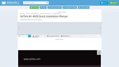 AIRTIES AIR 4920 QUICK INSTALLATION MANUAL Pdf Download.