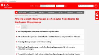 
                            3. Aktuelle Sicherheitswarnungen | Landessparkasse zu Oldenburg - LzO - Banking Lzo Portal