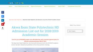
                            4. Akwa Ibom State Poly ND Admission List out for 2018/2019 Session - Ibom Metropolitan Polytechnic Admission Portal