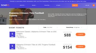 
                            9. Alabama Crimson Tide Football Tickets & Schedule | TicketIQ - Tide Pride Account Portal