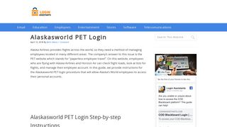 
                            5. Alaskasworld PET Login | Login Assistants - Alaska Airlines Pet Employee Portal