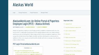
                            2. AlaskasWorld.com: Employee Paperless Travel Login [PET] - Alaska Airlines Pet Employee Portal