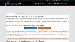 
                            8. Albaniaonline.net Maximum Connection Speed - TestMy.net - Albaniaonline Sign In