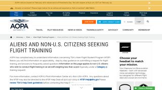 Aliens and Non-U.S. Citizens Seeking Flight Training - AOPA